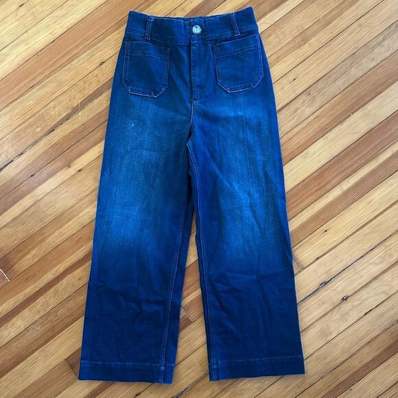 Pilcro Anthropologie Skipper Wide-Leg Jeans in Dark Denim Blue Size 28 - Picture 2 of 7